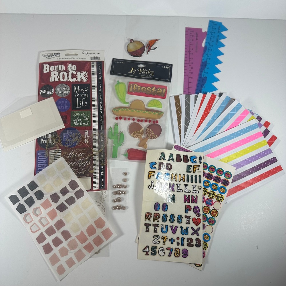 Scrapbook Sticker Lot‎ La Petites Fiesta Reminisce Rock Alphabet Craft Supplies